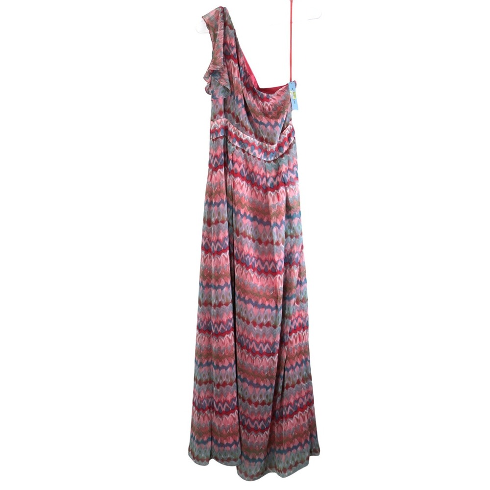 Antonio Melani Santa Fe One Shoulder Maxi Dress Ikat Chevron Multi Color Size 10 - Picture 2 of 7